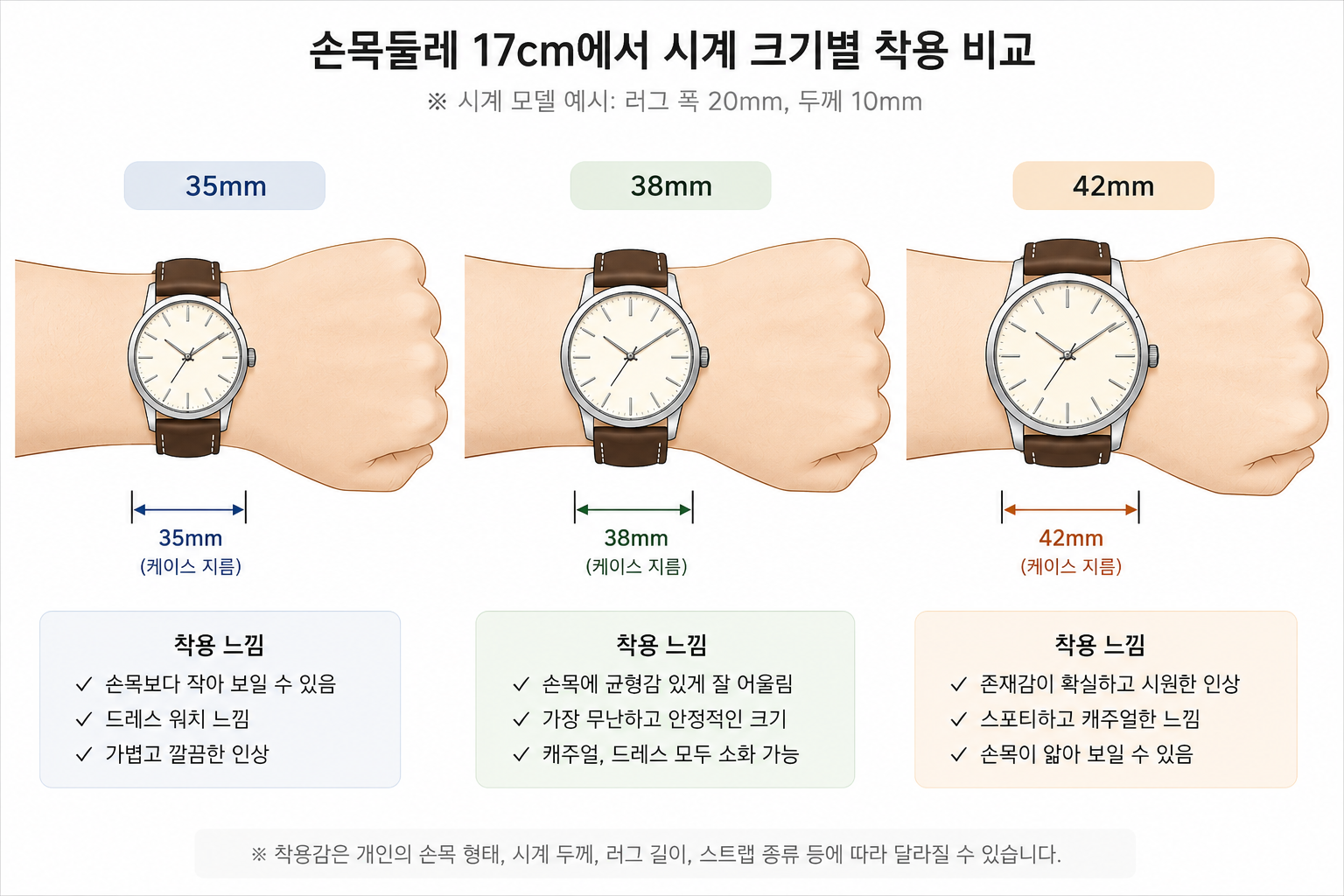 시계 사이즈 비교